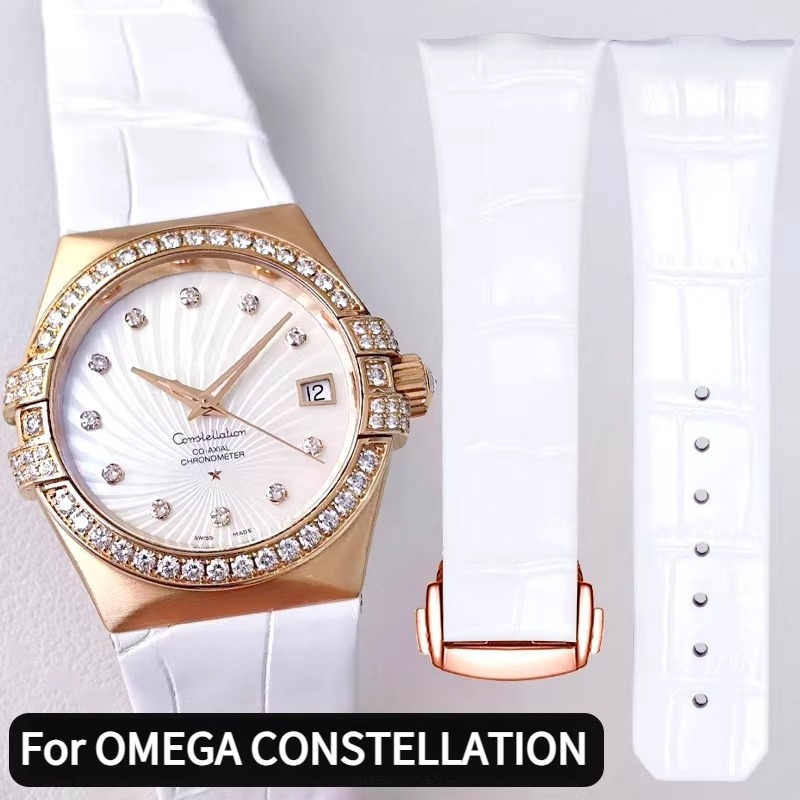 Omega Watch Constellation - Curved leather watch strap women for