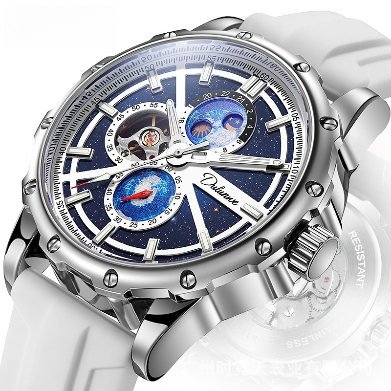 Moonphase Complication Watch - Stainless Steel Galaxy Moonphase Series Tourbillon