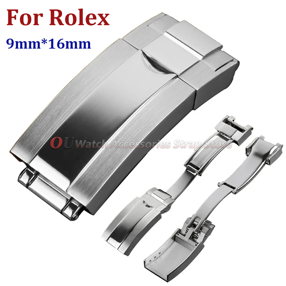 Luxury Watch Leather - 9mmx16mm Stainless Steel Deployment Clasp for