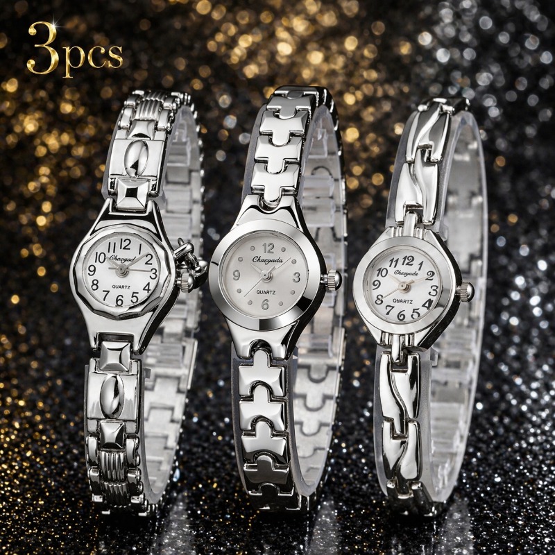 3 Pieces Fashion Women Watches - Luxury Watch With Arabic Numerals ulasan dan harga