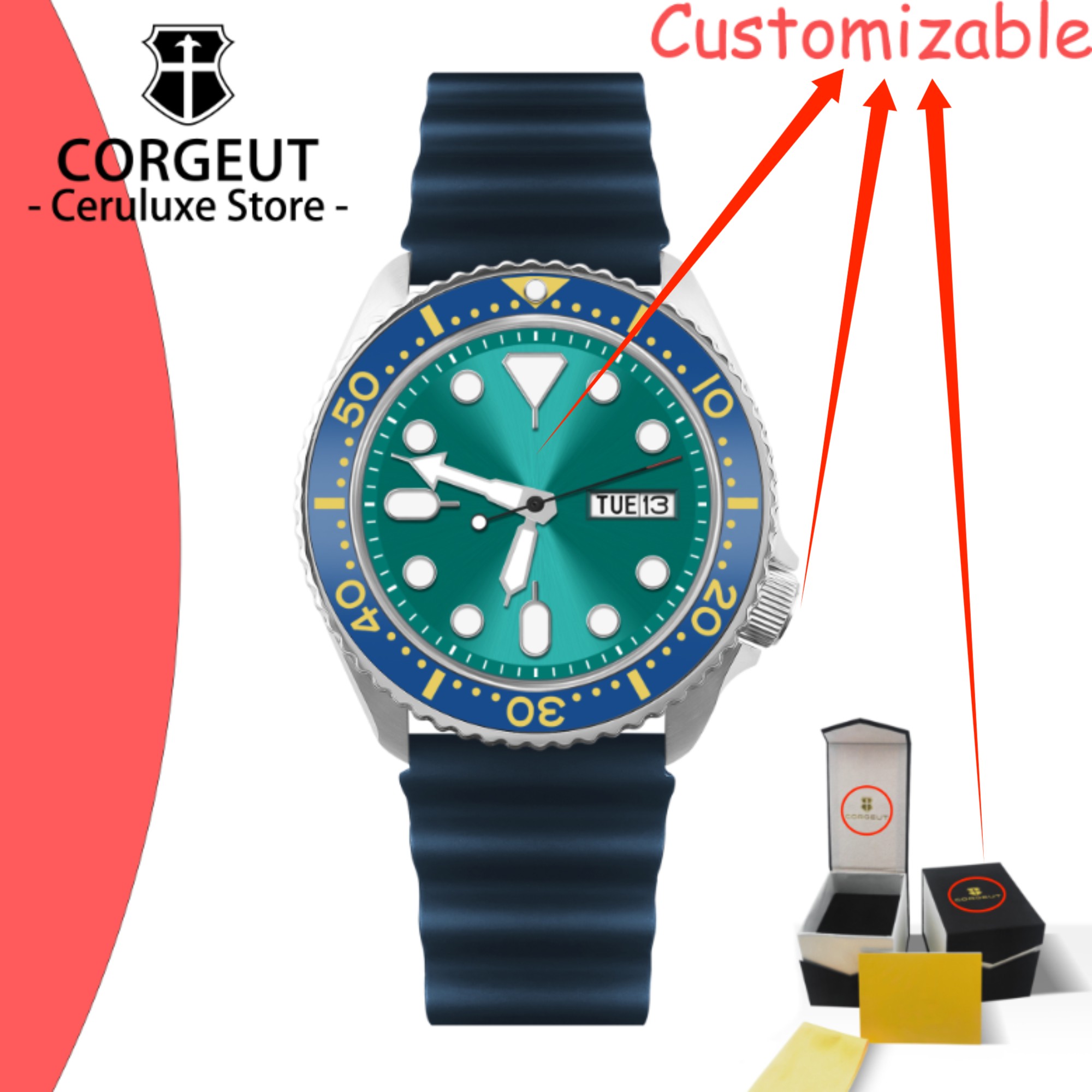 CUSTOM Logo Vintage Diver Watc - Sapphire Crystal Display ulasan dan harga