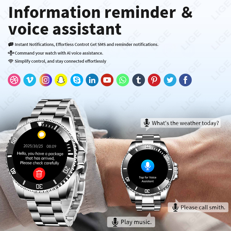 LIGE Business Smart Watch Men  - Luxury Watch Hd ulasan dan harga