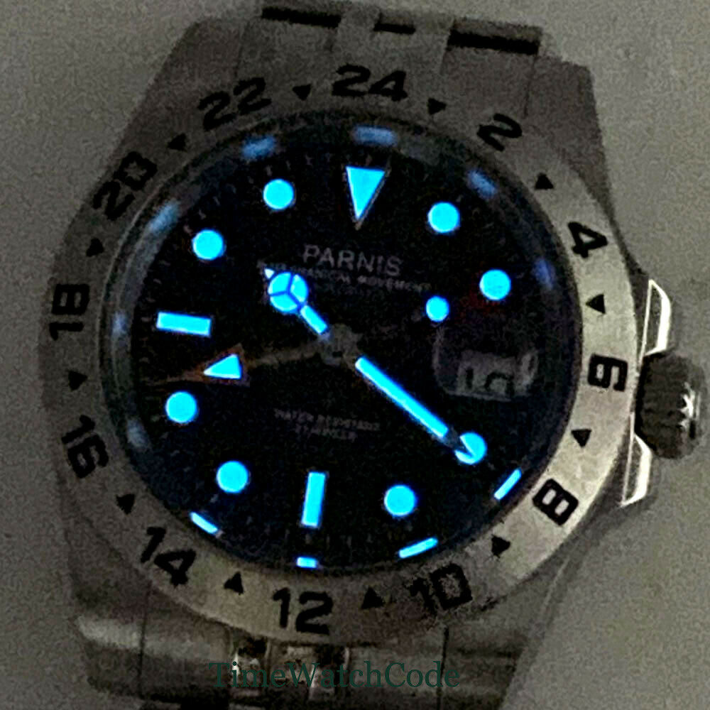 Parnis 40mm Sapphire Glass Aut - Gmt Dual Timezone Watch ulasan dan harga