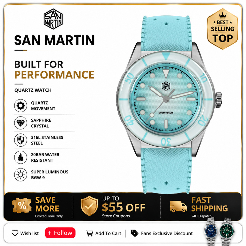 San Martin New Model 32.5mm Wo - Sapphire Crystal Display ulasan dan harga