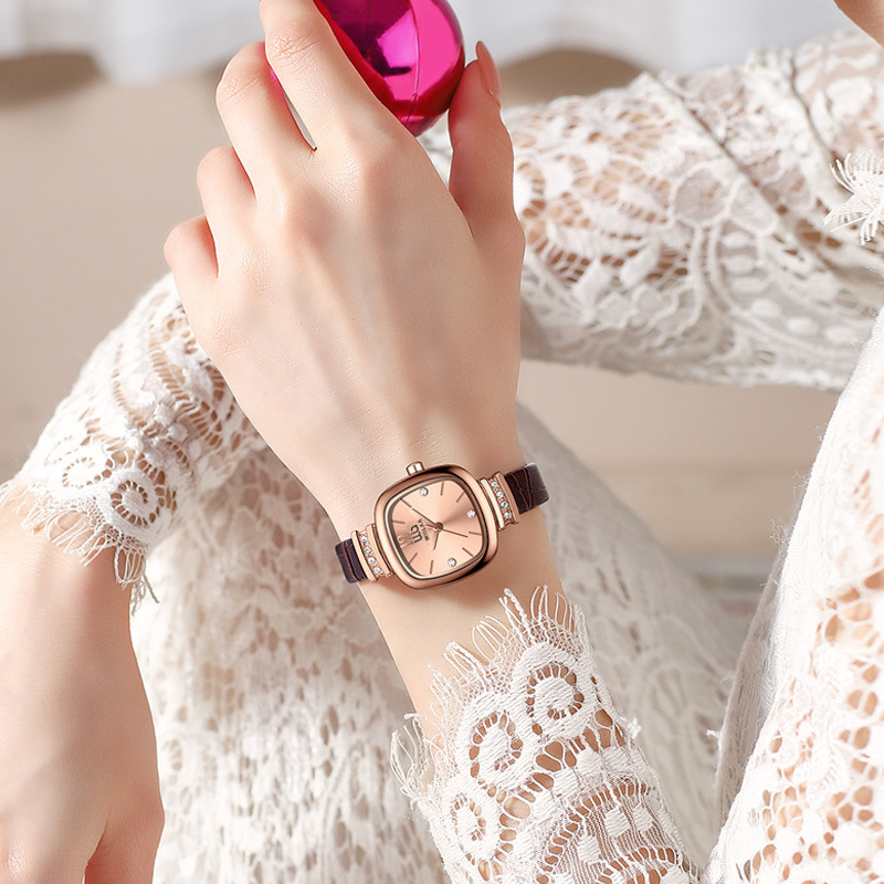 Women's Rose Gold Square Watch - Luxury Watch Leather Strap ulasan dan harga