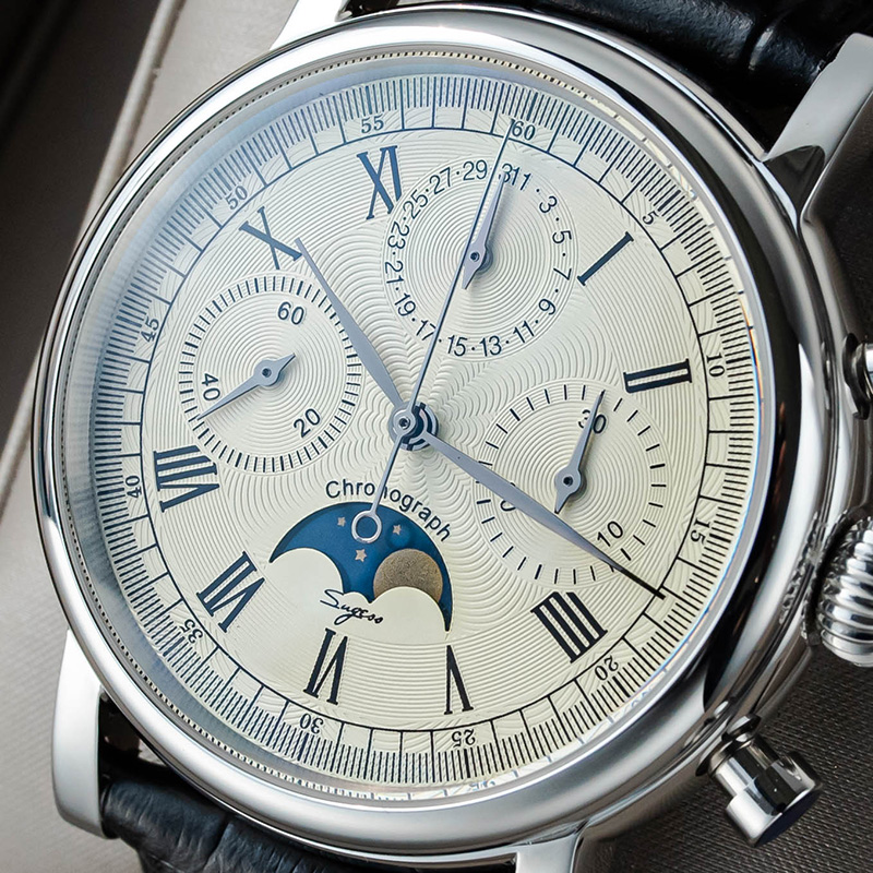 Sugess Men Watch ST1908 Swanne - Moonphase Complication Watch ulasan dan harga