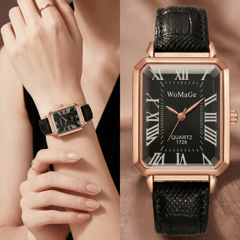 Fashion Rectangle Quartz Watch - Luxury Watch Leather Strap ulasan dan harga