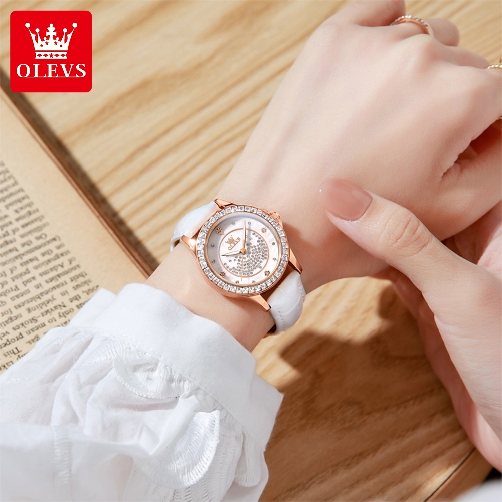 OLEVS 3715 Full Diamond Luxury - Luxury Watch Leather Strap ulasan dan harga