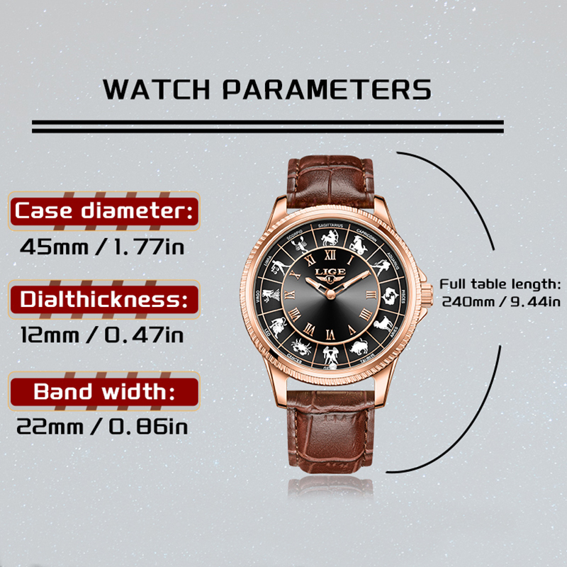 LIGE Fashion Luxury Constellat - Zodiac Luxury Watch ulasan dan harga