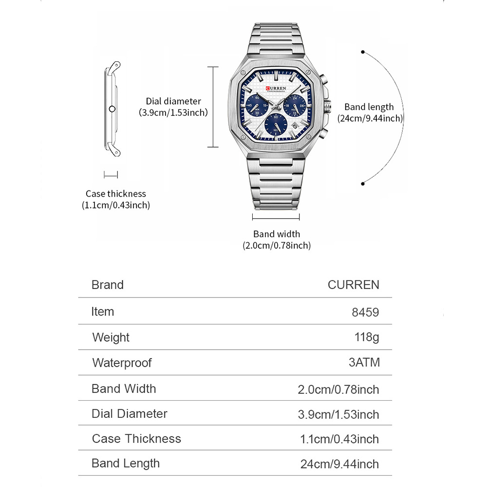 CURREN Luxury Square Chrono Wa - Luxury Watch Dial ulasan dan harga